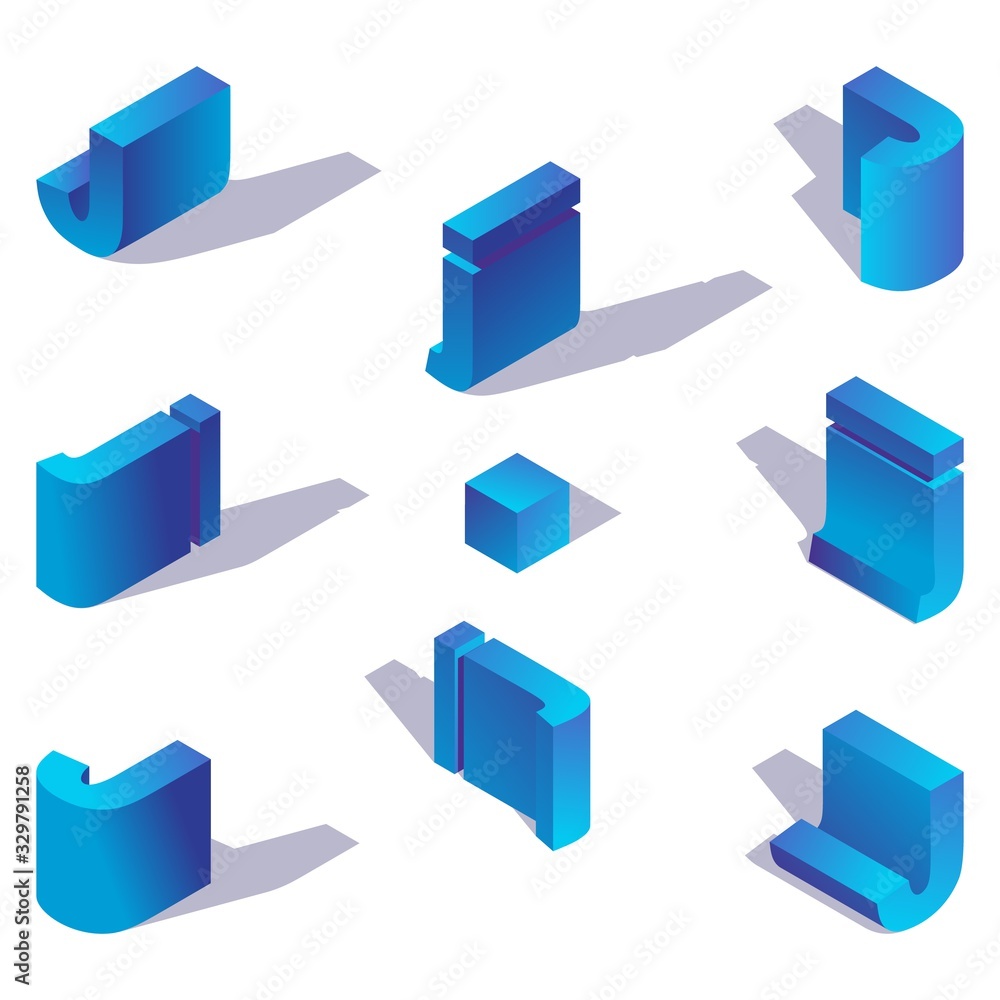 Isometric blue english letter j, 3d alphabet part with shadow Isometric blue english letter j, 3d alphabet part with shadow