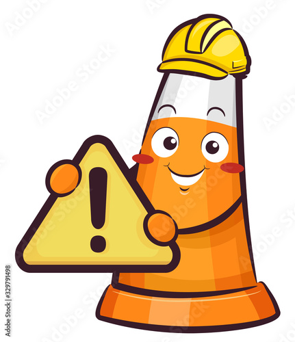 Traffic Cone Warning Men At Work Illustration