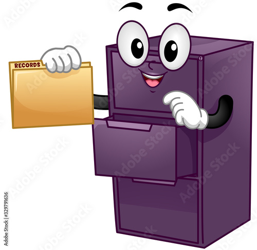 Mascot File Cabinet Records Illustration