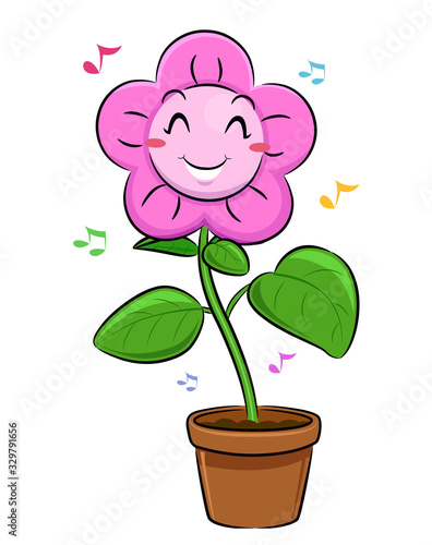Mascot Flower Dancing Illus...