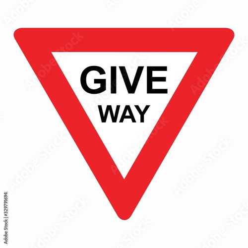 The Give way traffic sign isolated on white background