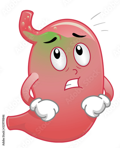 Mascot Stomach Acid Reflux Illustration