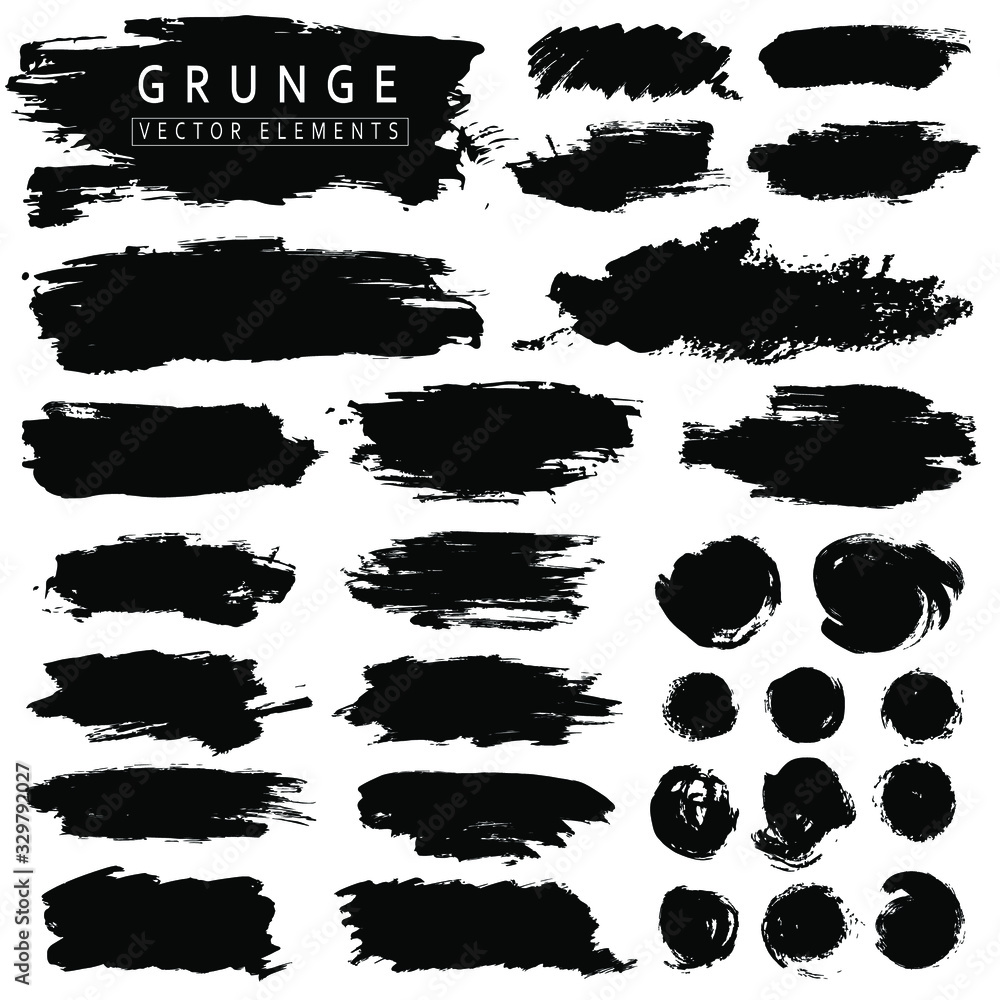 Set of black paint, grunge, ink brush strokes. Dry dirty smears Set of black paint, grunge, ink brush strokes. Dry dirty smears