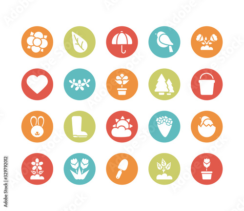 set of spring icons , block and flat style icon
