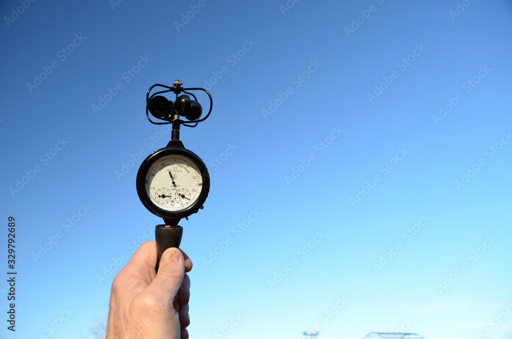 Pocket anemometer, vintage. Soviet period (1980th) Incription Cup