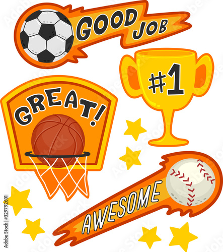 Sports School Achievement Stickers Illustration