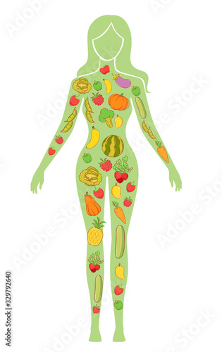 Body Girl Healthy Diet Illu...