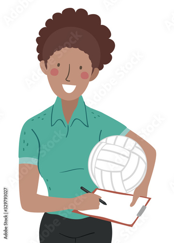 Girl Volleyball Coach Illus...