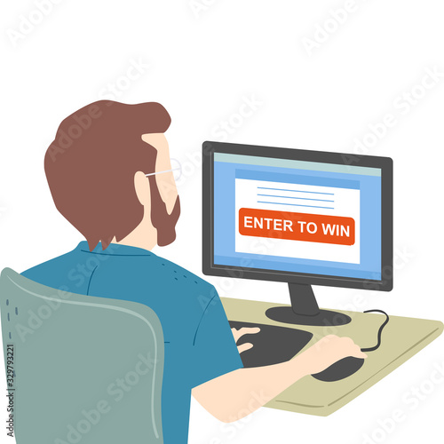 Man Computer Enter To Win I...