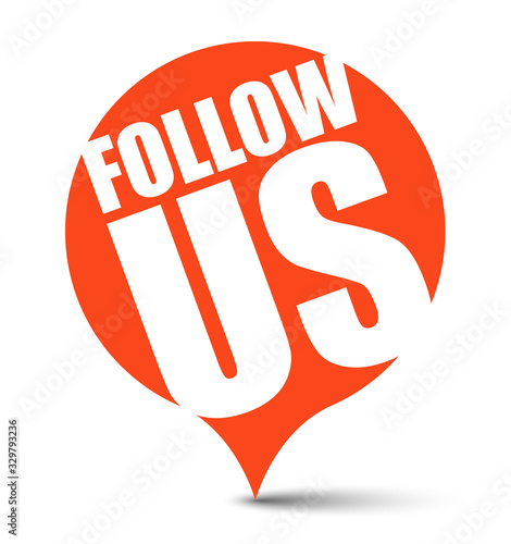 red vector banner follow us