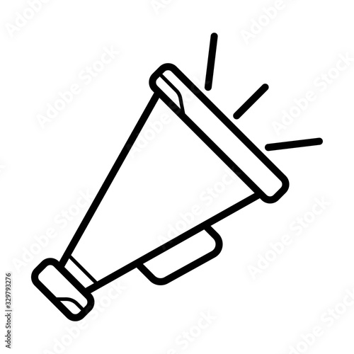 Electric megaphone with sound or marketing advertising line art vector icon for apps and websites