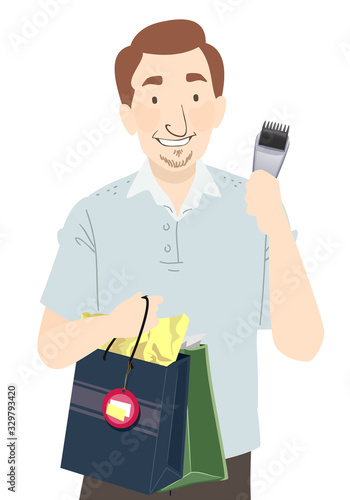 Man Shopping Grooming Illus...