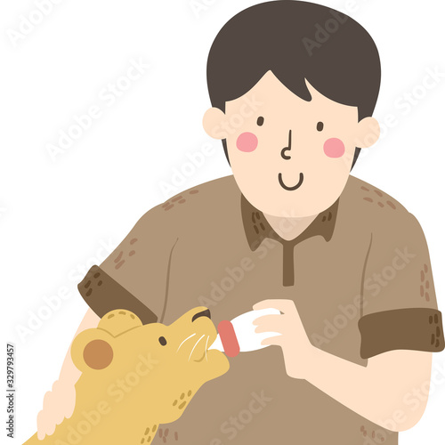 Man Wildlife Feeding Lion C...