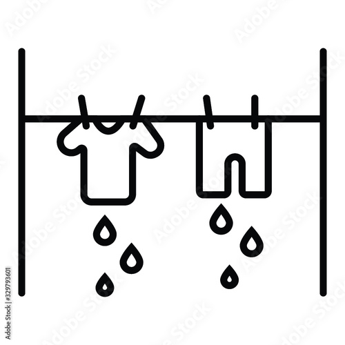 Drying line and glyph icon, laundry and dry, clothes sign, vector graphics, a linear pattern on a white background.