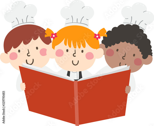Kids Chef Read Book Illustration