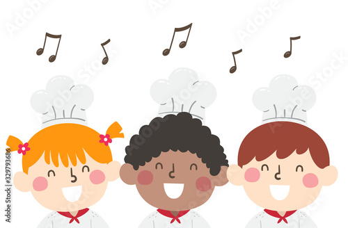 Kids Chefs Singing Notes Il...