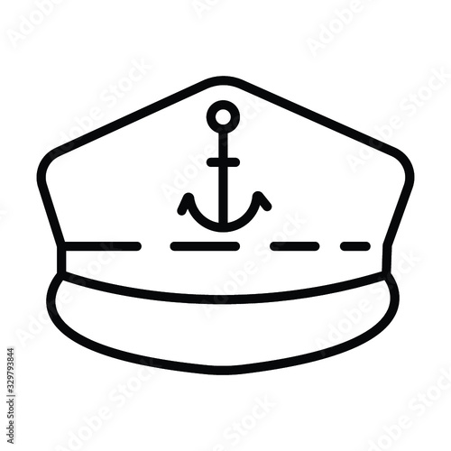 Icono plano Captain en gorra capitan azul en fondo blanco