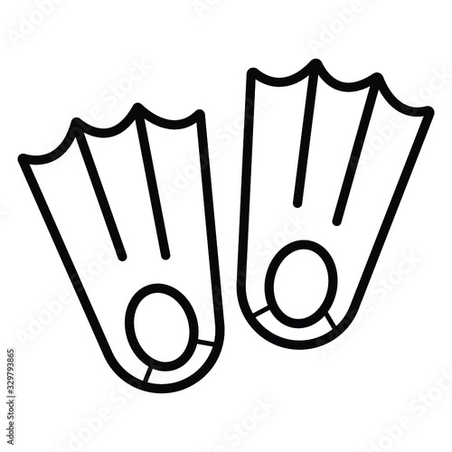 Rubber flippers for swimming icon isolated on black and white background. Diving equipment. Extreme sport. Sport equipment. Vector Illustration