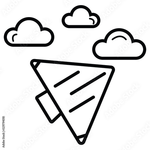 Hang gliding linear icon vector