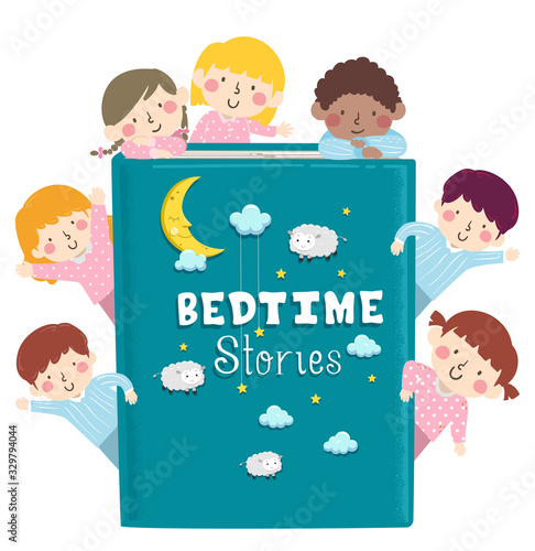 Kids Pajama Book Bed Time Stories Illustration