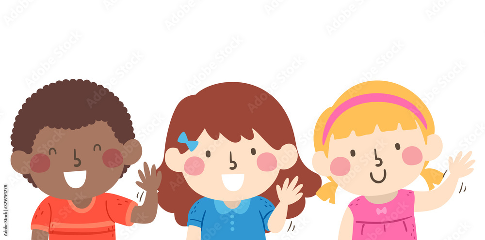 Kids Wave With Your Left Hand Illustration Kids Wave With Your Left Hand Illustration