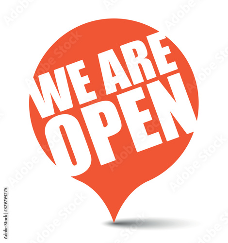 red vector banner we are open