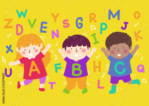 Kids Alphabet Dancing Letters Illustration