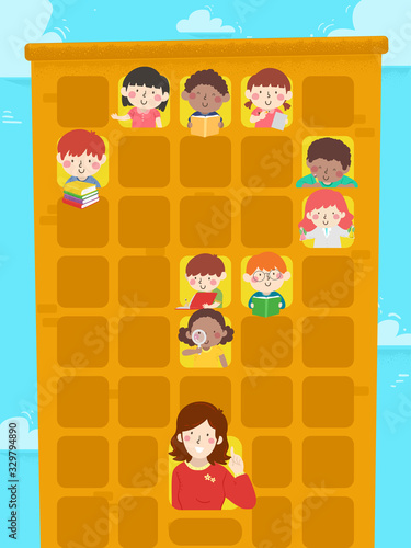 Kids Teacher School Buildin...