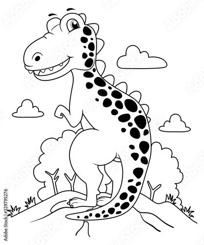 Dinosaur Black And White Il...
