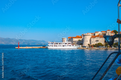The boat that takes you to the island of Korčula, Croatia