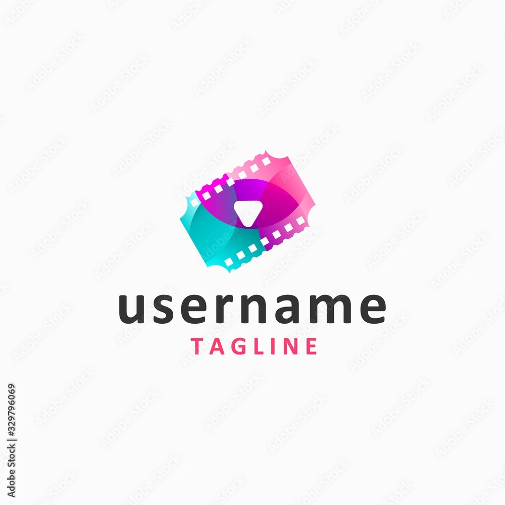 Fototapeta premium cinema ticket logo design inspiration . movie video film ticket logo design template