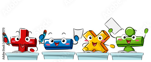 Mascot Math Operators Class Illustration