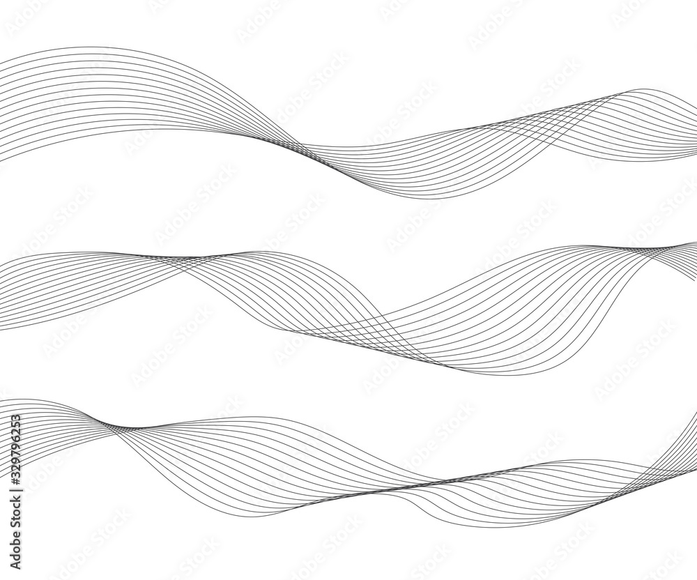 Wave lines isolated on white background. Curved wavy line. Vector illustration - obrazy, fototapety, plakaty 