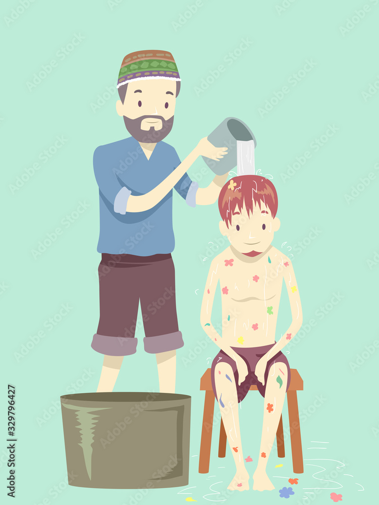 Man Shaman Ayahuasca Flower Bath Illustration Man Shaman Ayahuasca Flower Bath Illustration