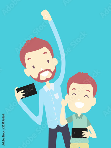 Kid Boy Dad Mobile Game Pla...