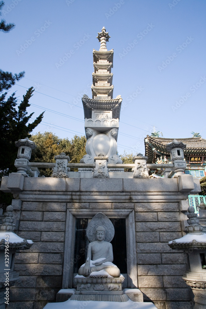 Obraz premium Dobongsa Temple in Seoul, South Korea. Korean traditional temple.