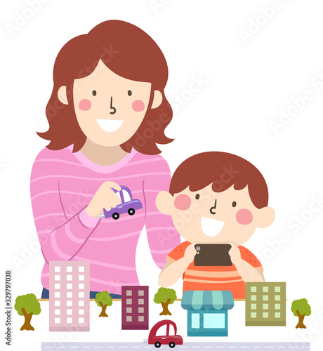 Kid Boy Mom Stop Motion Ill...