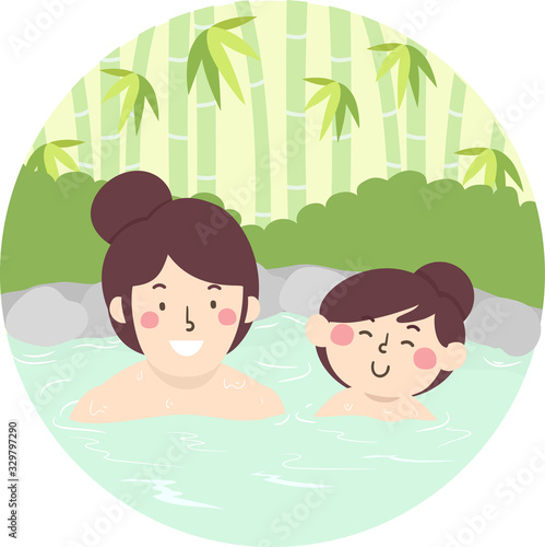 Kid Girl Mom Onsen Bath Out...