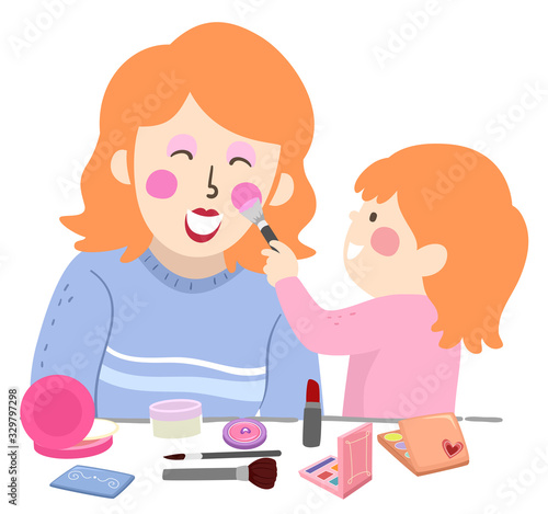 Kid Girl Mom Do Make Up Act...