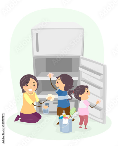 Kids Mom Teach Clean Refrig...