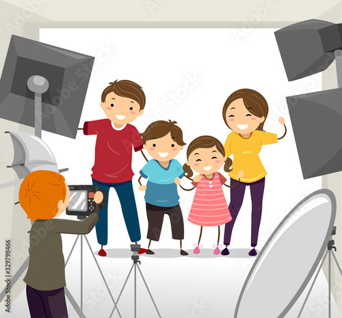 Stickman Family Photoshoot Studio Illustration