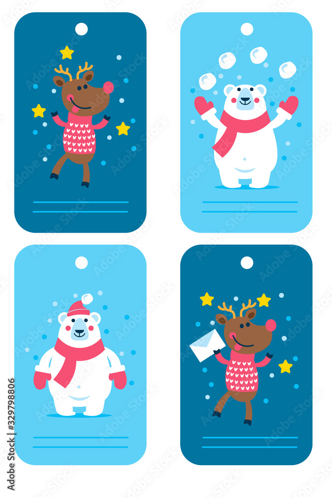 cartoon characters deer and polar bear for your design cartoon characters deer and polar bear for your design