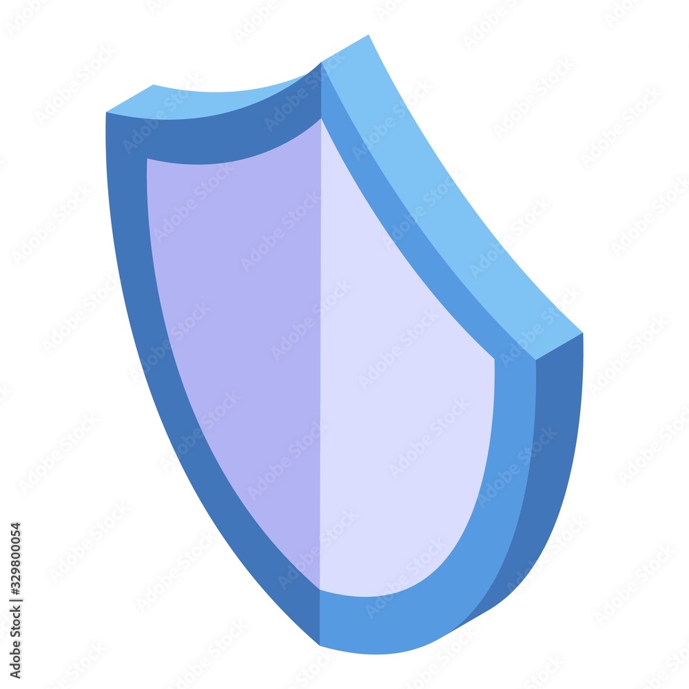 Metal shield icon. Isometric of metal shield vector icon for web design isolated on white background Metal shield icon. Isometric of metal shield vector icon for web design isolated on white background