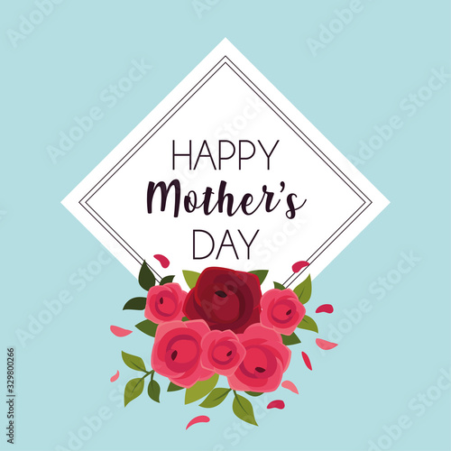 label happy mothers day and flower frame