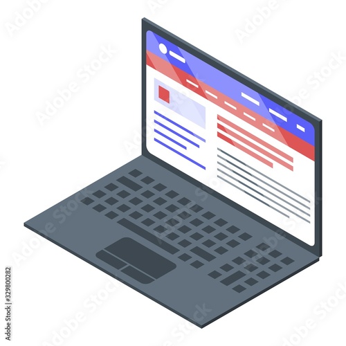 Passport control laptop icon. Isometric of passport control laptop vector icon for web design isolated on white background