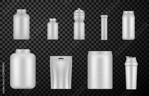 White food sport container set, fitness packaging