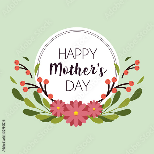 label happy mothers day and flower frame
