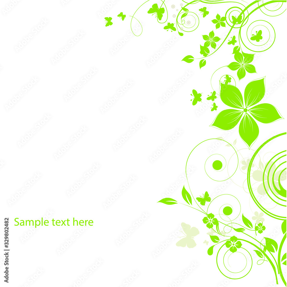abstract floral background with green leaves and flowers abstract floral background with green leaves and flowers