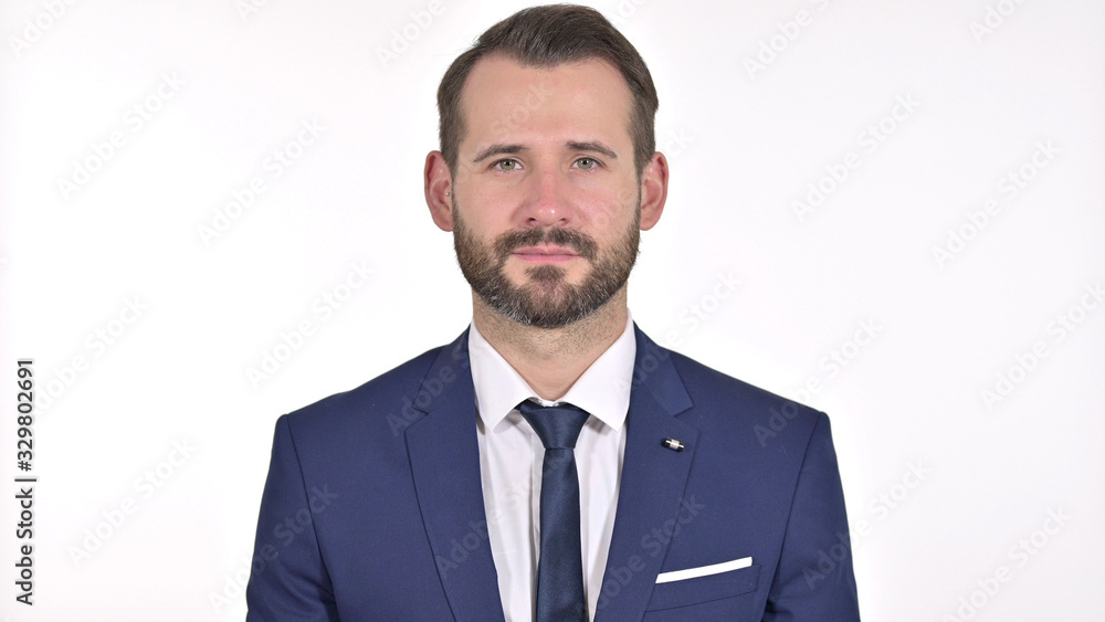 Portrait of Young Businessman Looking at the Camera, White Background Portrait of Young Businessman Looking at the Camera, White Background