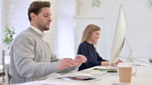 Wallpaper Mural Man Coming and Sitting at Office Desk Torontodigital.ca